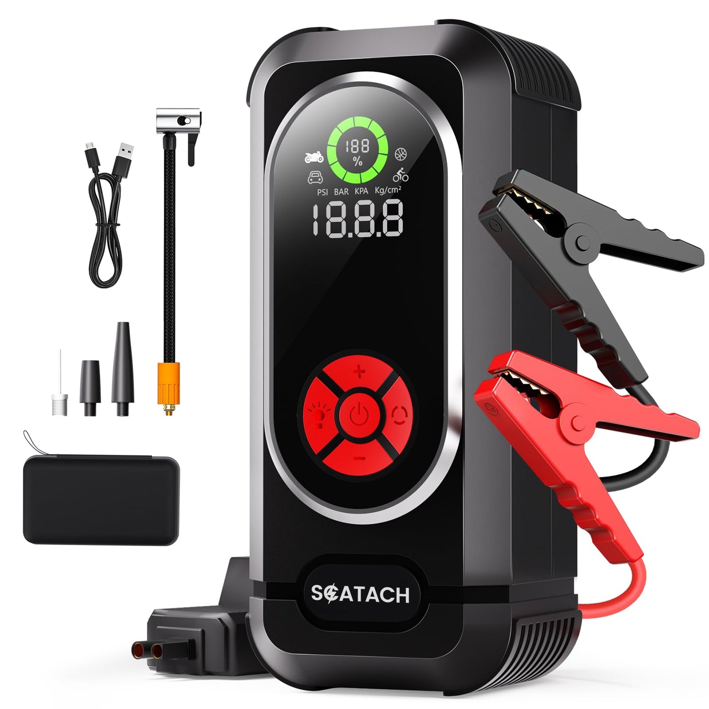 6000A Jump Starter with Air Compressor, Car Battery Jump Starter Portable (10.0 Gas/10.0L Diesel), 150 PSI 12V Car Battery Jump