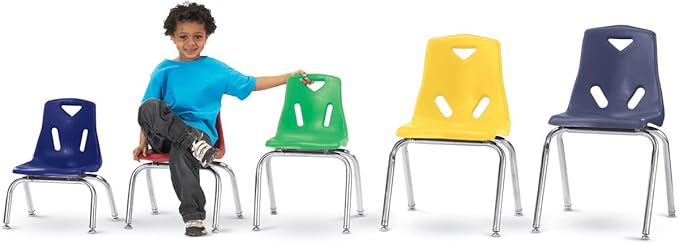 Berries 8140JC1007 Stacking Chair with Chrome-Plated Legs, 10" Height, Yellow