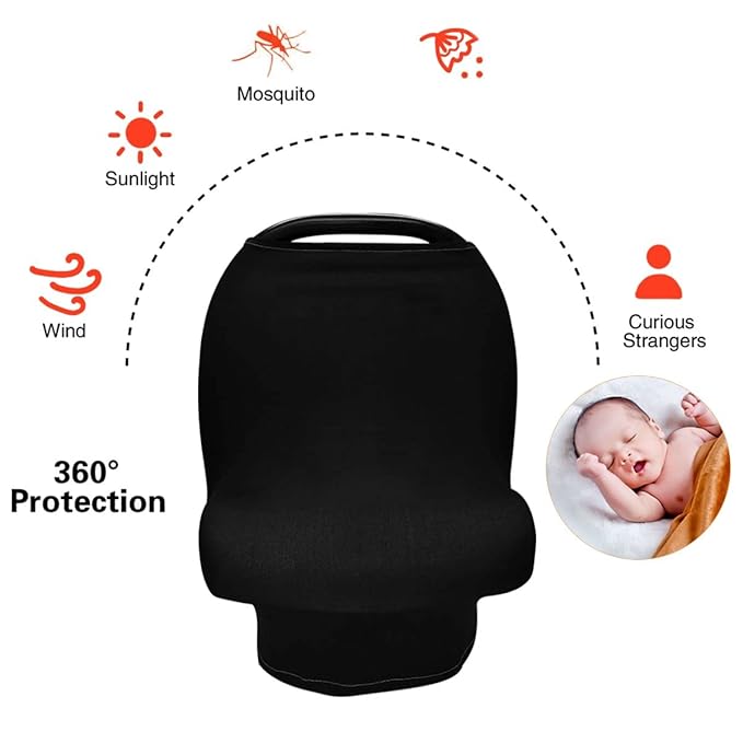Cute Bee On Honey Yellow Honeycomb Pattern Stretchy Baby Car Seat Cover Infant Canopy Nursing Covers Breastfeeding Cover Breathable Windproof Winter Scarf for Boys Girls