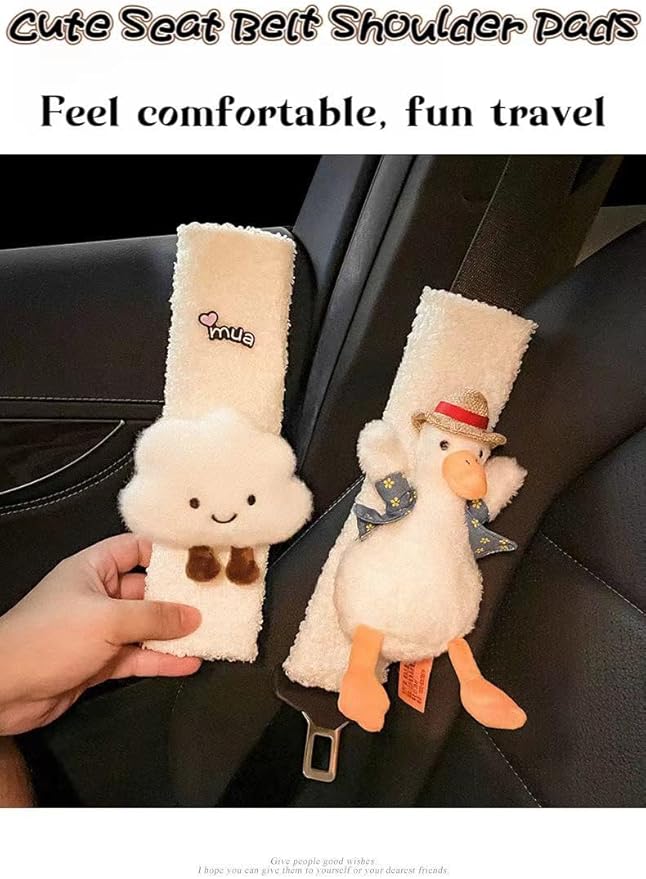 BNTR Car Seat Belt Cover 2 PCS Stocking Stuffers Cute Creative Flower Safety Seatbelt Shoulder Pad Auto Accessory Neck Cushion Protector Seatbelt Shoulder Protector Nice Gift (2-Pack Brown Flower)