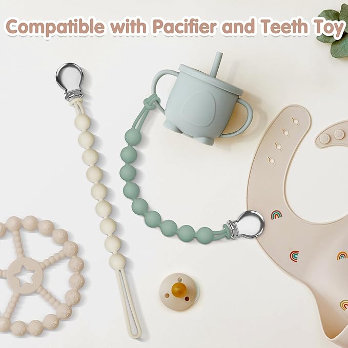Pacifier Clips for Baby Boy- Loviomad Silicone Paci Clip for Philips Avent Soothie Binky Holder, Baby Newborn Essentials Shower Birthday Gift Round(4-Pack)