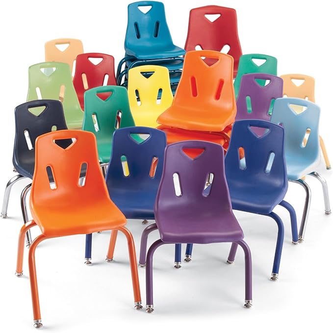 Berries 8140JC1007 Stacking Chair with Chrome-Plated Legs, 10" Height, Yellow