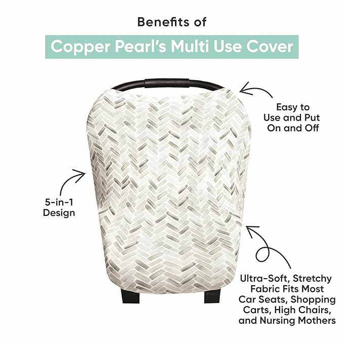 Copper Pearl Multi-Use Cover: Car Seat Covers, Nursing Cover, and Stroller Cover for Sun - Stretchy Fabric, All-Season Use, Stylish Designs, Easy Access for Moms - Winter