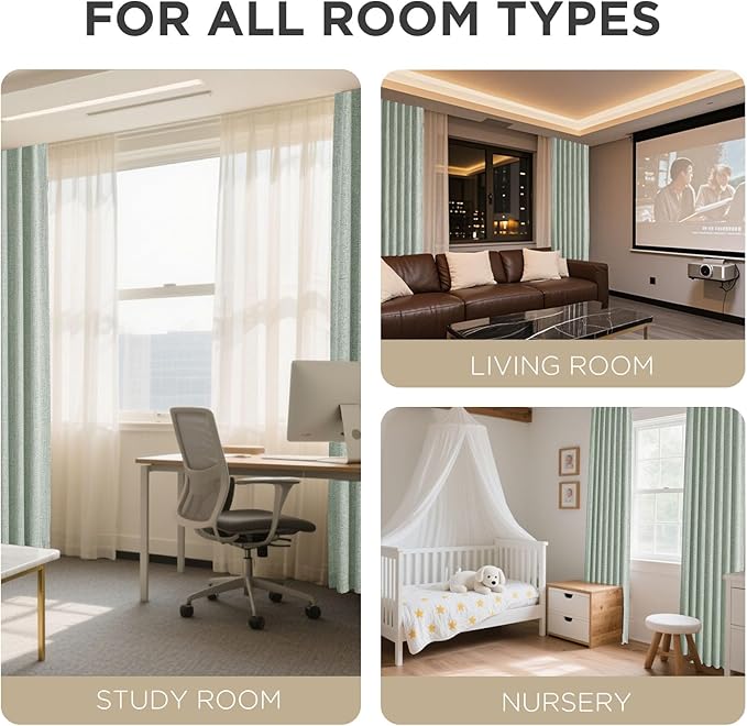 Joydeco 100% Blackout Curtains for Bedroom - Natural Linen Curtains 52" W x 120" L Long, Thermal Insulated 2 Panels Light Blocking Drapes, Rod Pocket & Back Tabs, Darkening Privacy for Living Room