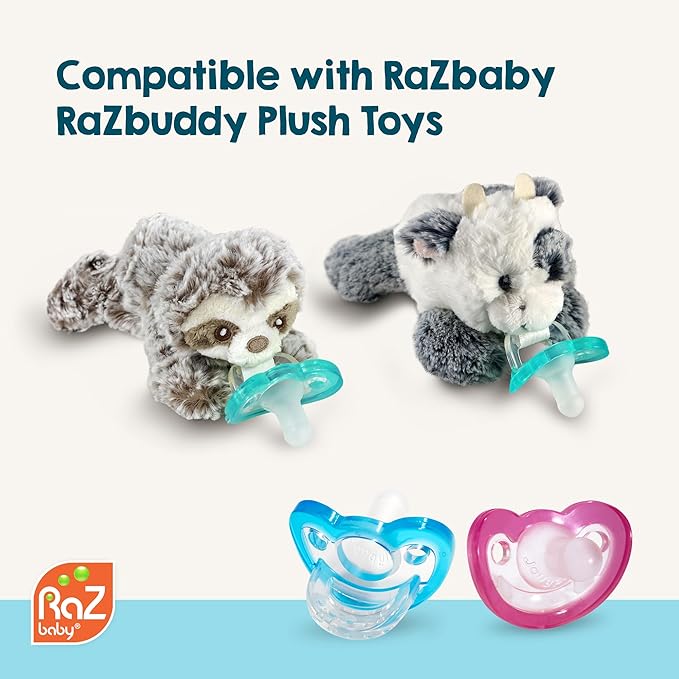 RaZbaby Jollypop Pacifier for Newborns & Up, USA Made, Natural Shaped Orthodontic Binky, Lovingly Shared in NICUs & Hospitals Worldwide, Medical-Grade 100% BPA-Free - 0-3 Months, 10 Pack - Pink