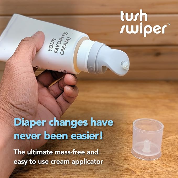 Eli & Ali Tush Swiper - Diaper Rash Cream & Butt Paste Applicator - Universal Fit for Most Diaper Creams | Mess-Free & Hygienic Alternative to Cream Spatula - Carry Less Baby Gear - Orange, 1 Pack