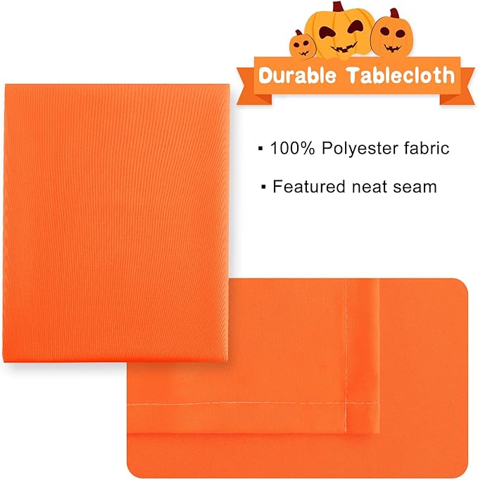 Hiasan Pumpkin Orange Rectangle Tablecloth - Waterproof Washable Polyester Fabric Table Cloth for Buffect Dining Birthday Party Wedding, 30 x 60 Inch