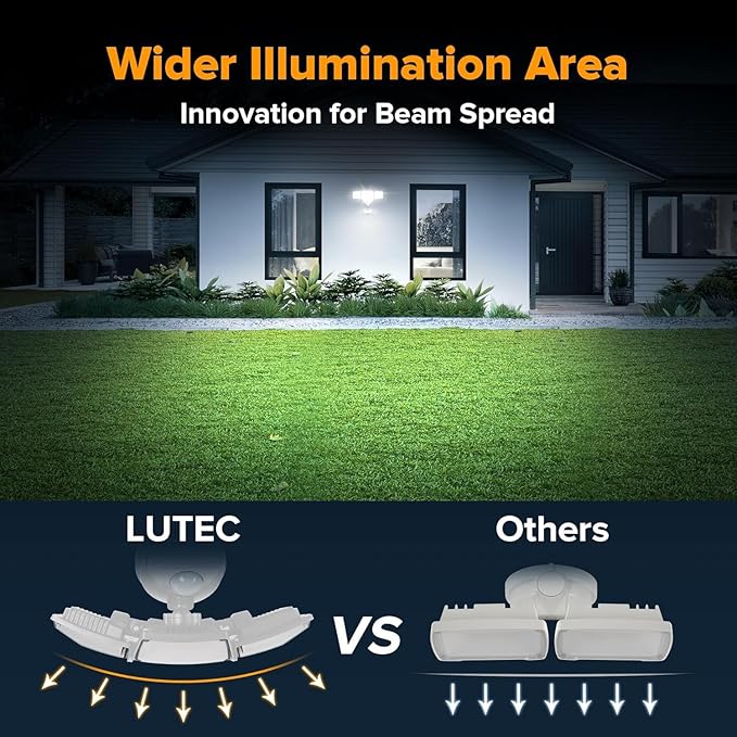 LUTEC 84W 9500LM LED Security Light Motion Sensor Outdoor Lights with Night Light, 4 Head LED Flood Lights 5000K Daylight, IP65 Waterproof, Motion Detected Lights for Outside (White)