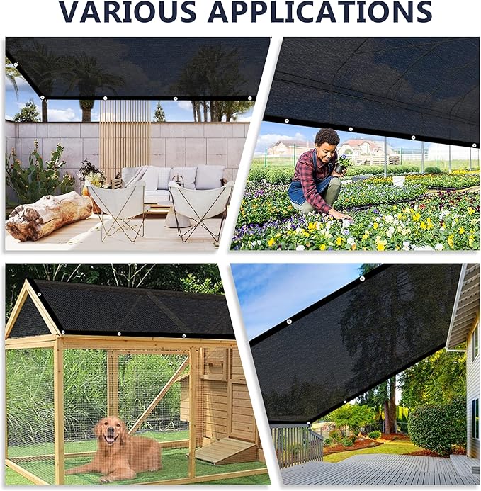 VICLLAX 90% Shade Cloth, 4x9FT Durable Black Mesh Trap with Every 3 FT Grommet, Sun Shade Fabric Netting for for Plants Cover, Greenhouse, Chicken Coop, Barn Kennel, Garden Patio